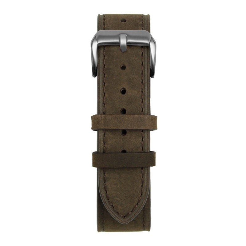 22′ Dark Brown Suede Leather Strap Black