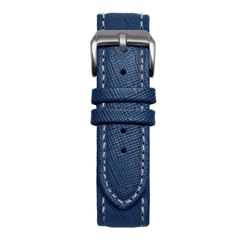 20′ Blue and White Saffiano Leather Strap Gold