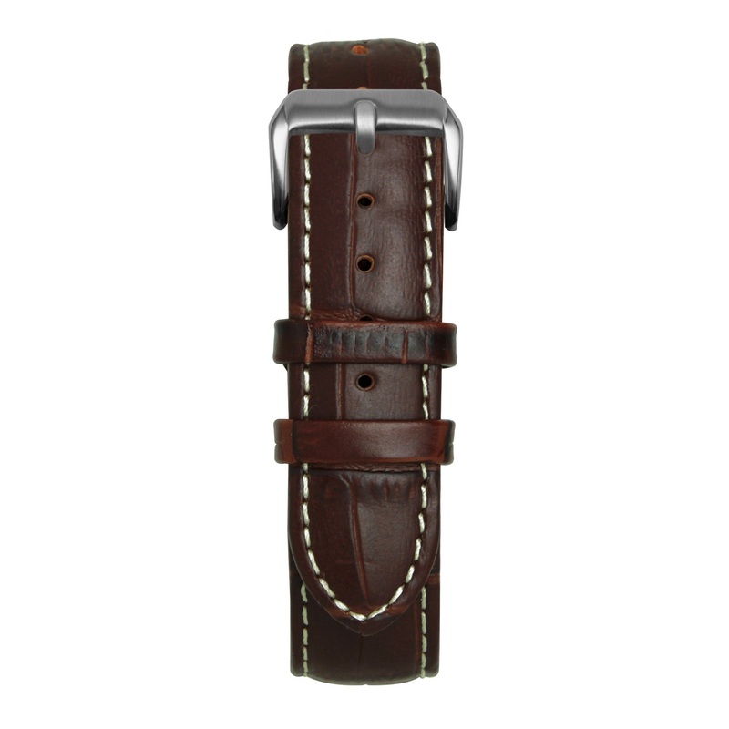22′ Dark Brown and White Bamboo Leather Strap Black