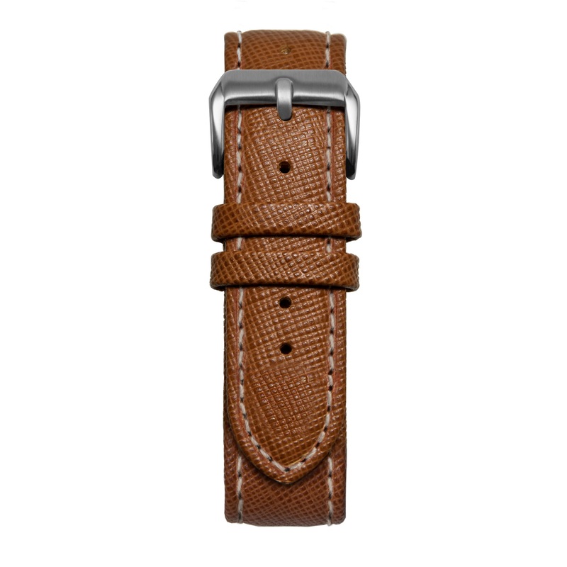 22′ Brown and White Saffiano Leather Strap Gold