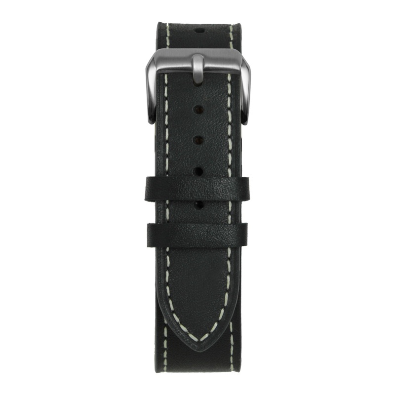 20′ Black & White Leather Strap Black