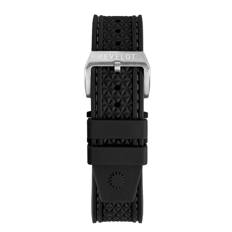 22′ Black with White Stitch Hex Silicone Rubber Strap Rose Gold