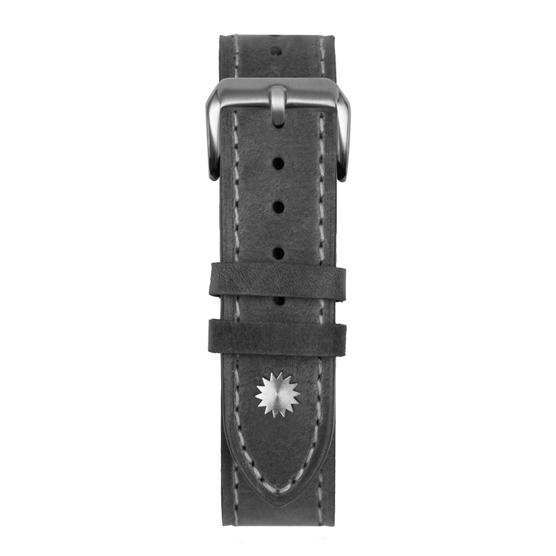 22′ Grey & White Suede Leather Strap Black