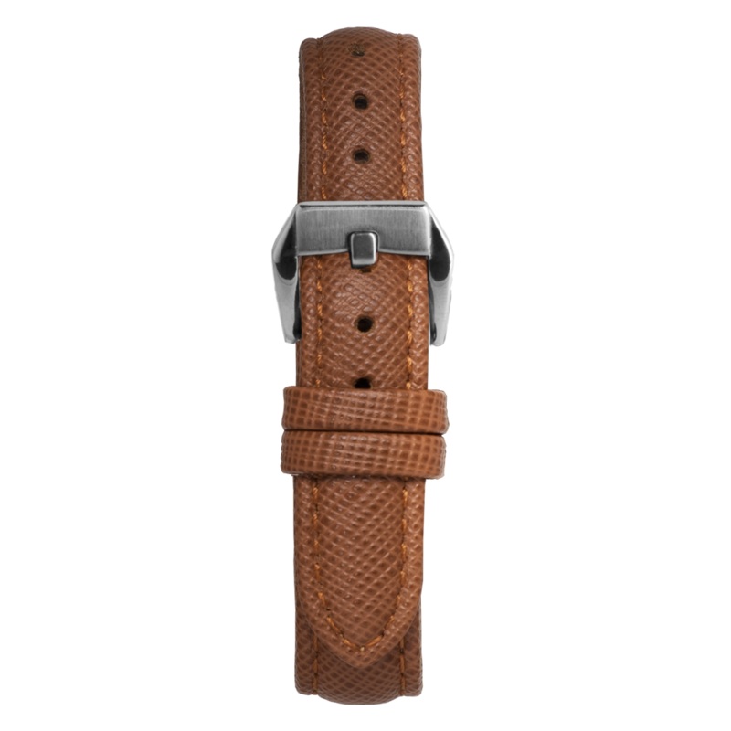 14′ Brown Saffiano Leather Strap Gold