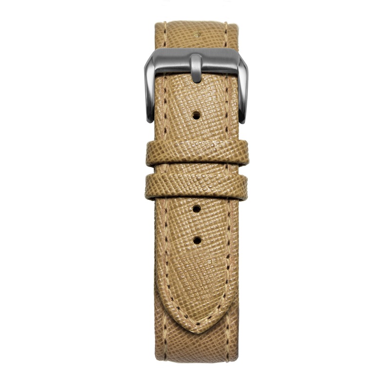 16′ Beige Saffiano Leather Strap Black