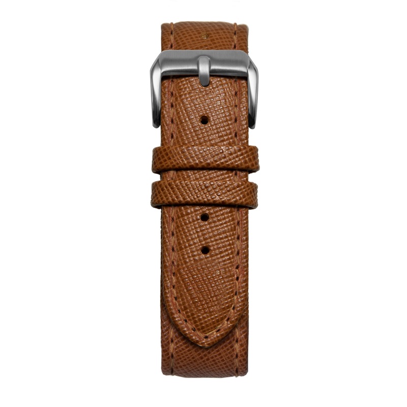 18′ Brown Saffiano Leather Strap Gold