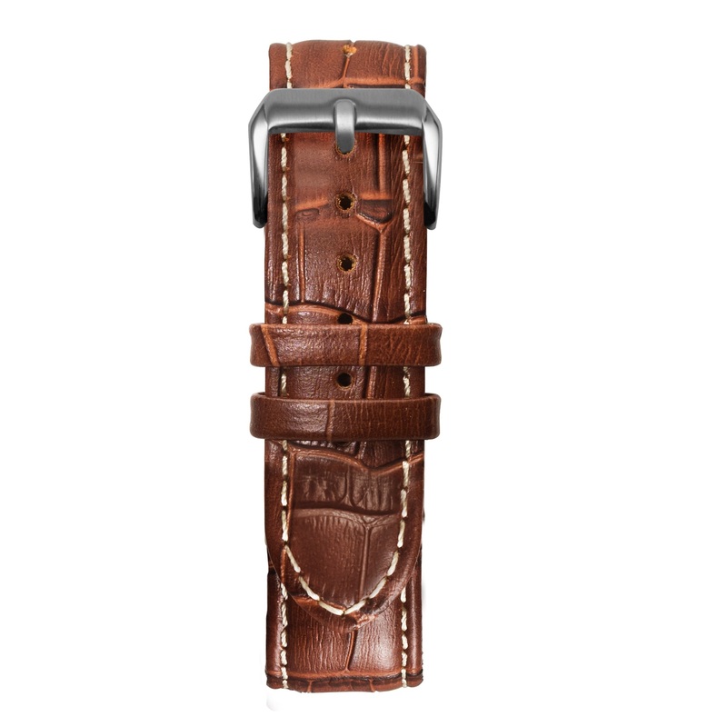 18′ Brown & White Bamboo Leather Strap Gold