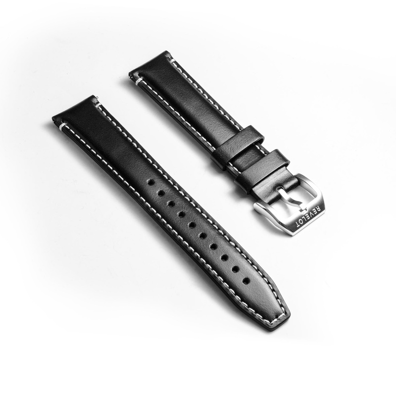 20′ Black and White Leather Strap