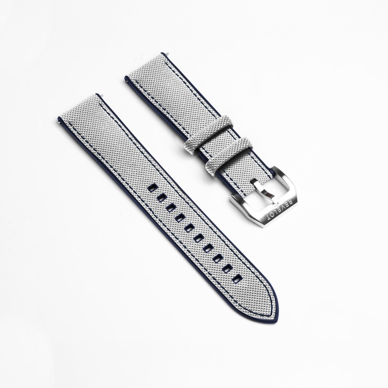 20′ FKM White Navy Rubber Strap