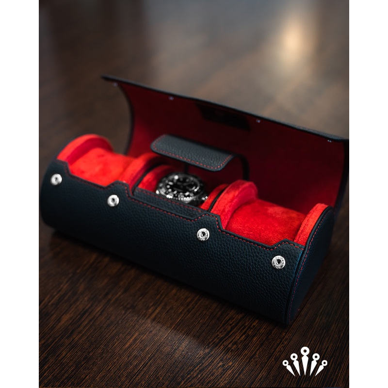 BezelHold Watch Roll – The Capsule  Midnight/ Crimson