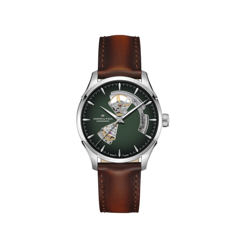 Hamilton Jazzmaster Open Heart Watch Automatic 40mm Green Dial / Leather Strap