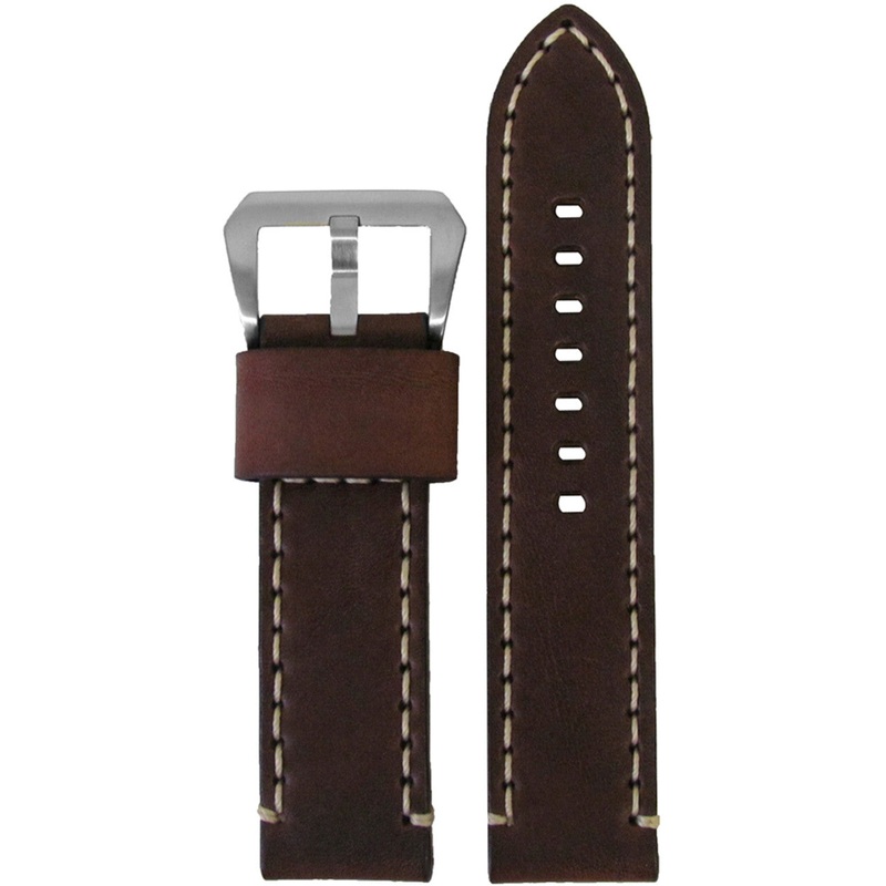 Vintage Leather Watch Band | Bronco | Brown | White Stitching