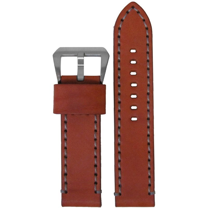 Vintage Leather Watch Band | Bronco | Chestnut | Grey Stitching