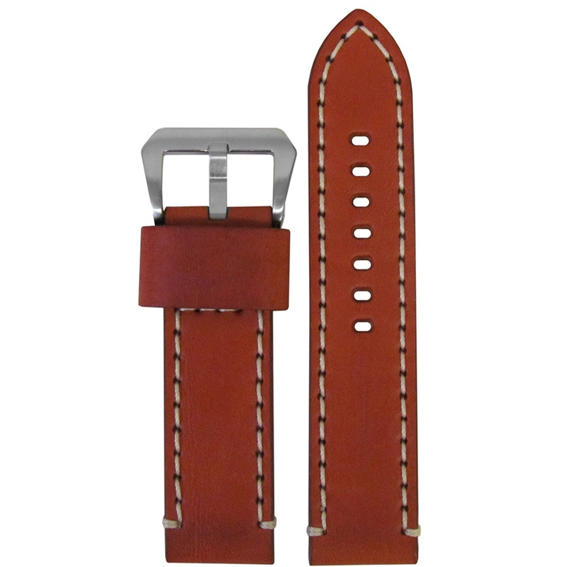 Vintage Leather Watch Band | Bronco | Chestnut | White Stitching