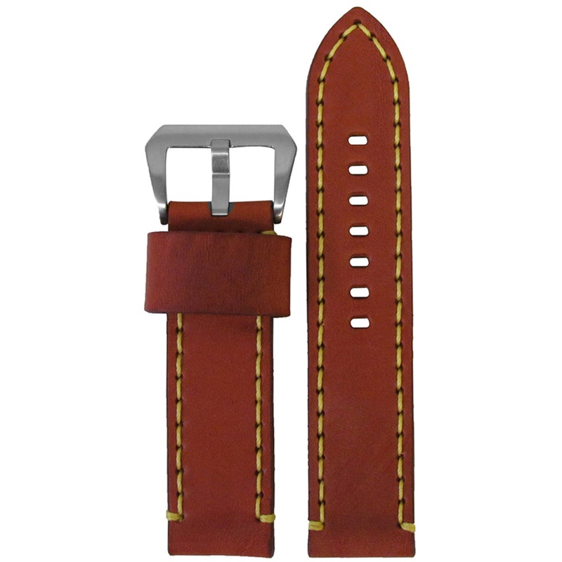 Vintage Leather Watch Band | Bronco | Chestnut | Yellow Stitching