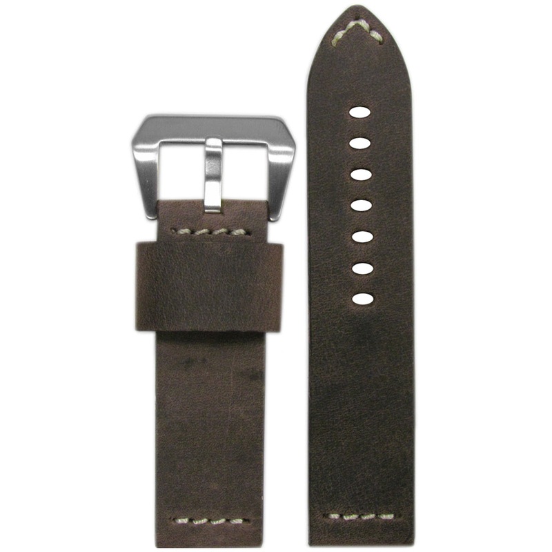Vintage Leather “Desperado” Watch Band | Brown | White Stitch