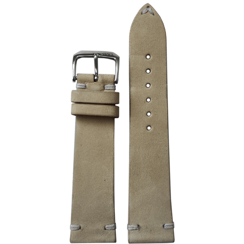 Vintage Leather Watch Band | Beige | White Minimal Hand Stitch