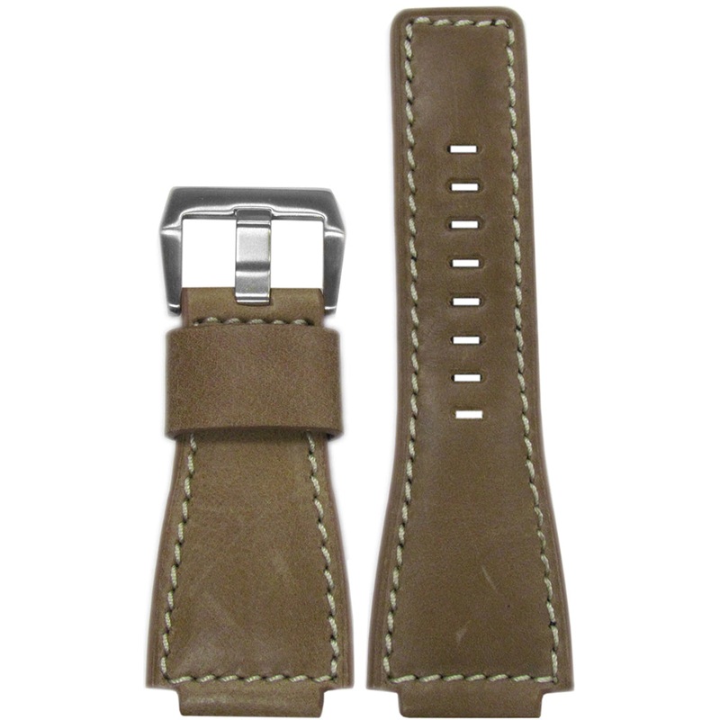 Vintage Leather Watch Band | Natural | White Stitching | For Bell & Ross