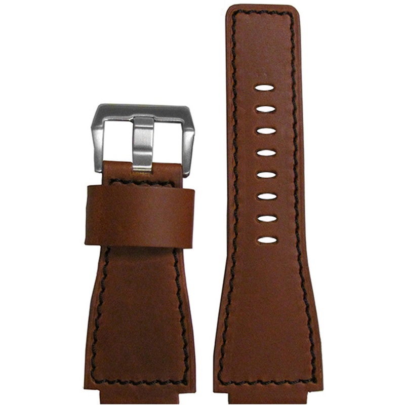 Vintage Leather Watch Band | Brown | Black Stitch | For Bell & Ross