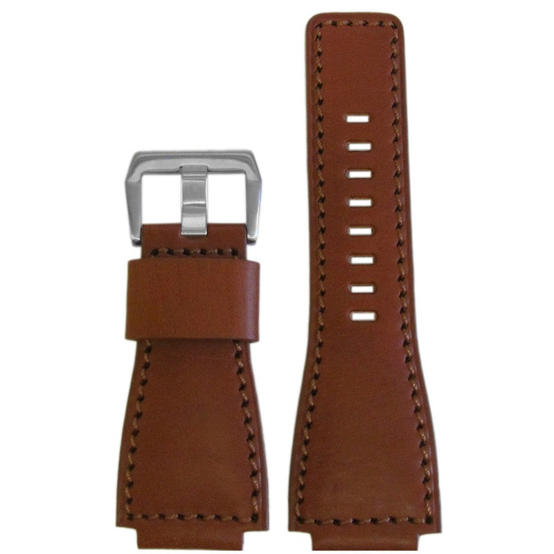 Vintage Leather Watch Band | Medium Brown | Match Stitch | For Bell & Ross