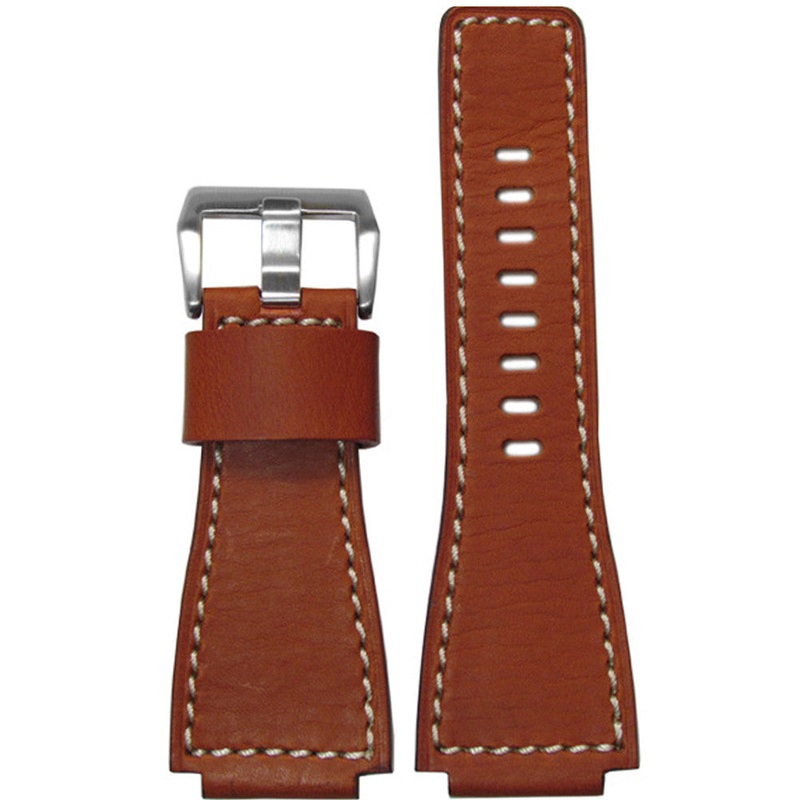 Vintage Leather Watch Band | Rou HZ | White Stitch | For Bell & Ross
