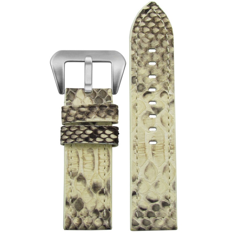 Vintage Python Watch Band | Flat | Cream | Match Stitch