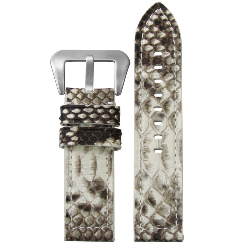 Vintage Python Watch Band | Flat | White | Match Stitch