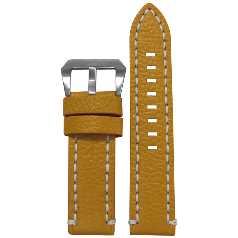 Vintage Soft Camel Leather Watch Band | Flat | White Stitch