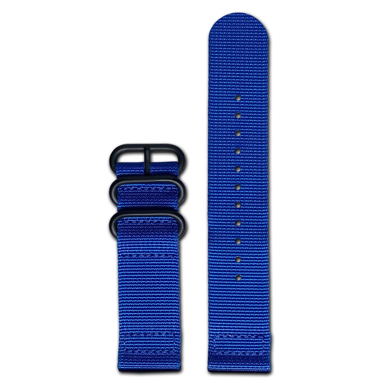 Ballistic Nylon Watch Band | Two-Piece | Blue | PVD (Black) Hardware