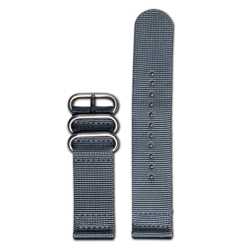 Ballistic Nylon Watch Band | Two-Piece | Grey | Brushed Hardware