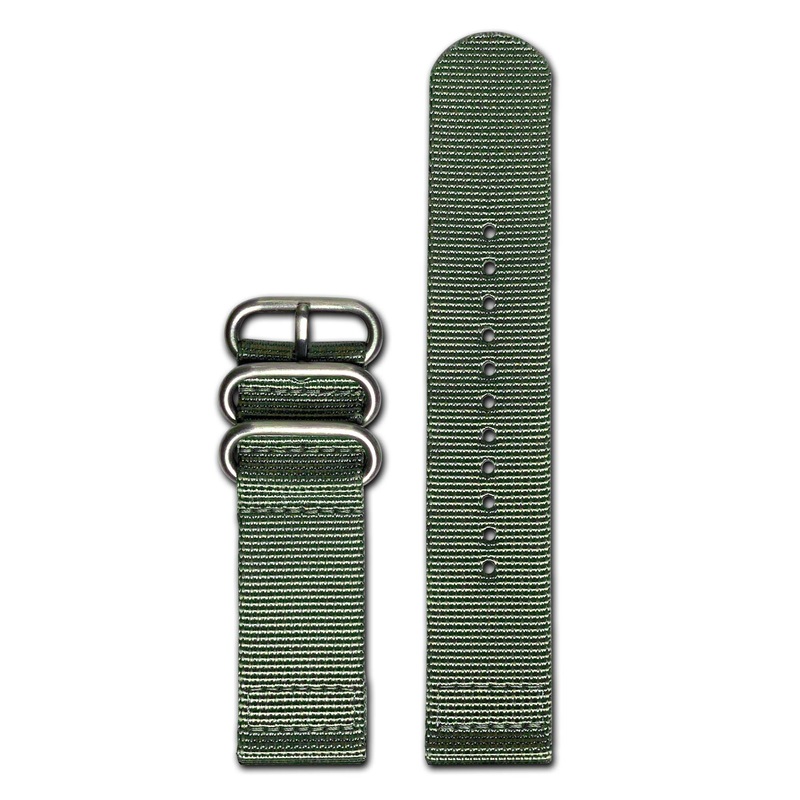 Ballistic Nylon Watch Band | Two-Piece | Grey-Green | Brushed Hardware