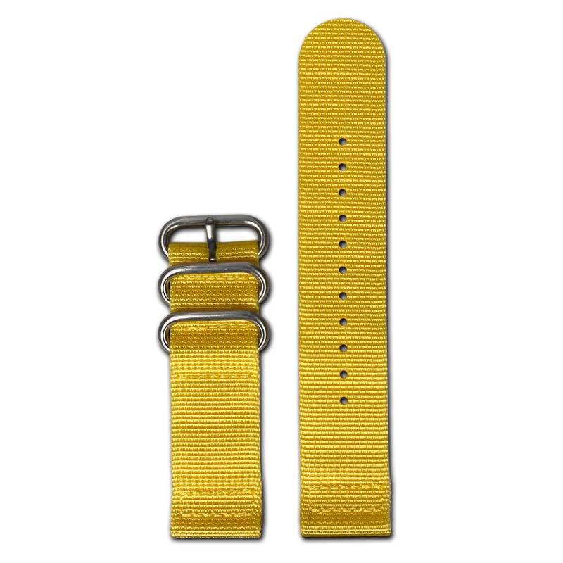 Ballistic Nylon Watch Band | Two-Piece | Yellow | Brushed Hardware