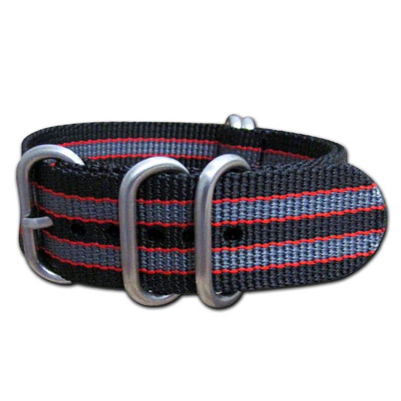 Ballistic Nylon Watch Band | 5-Ring | MI6 Bond II | Brushed Hardware