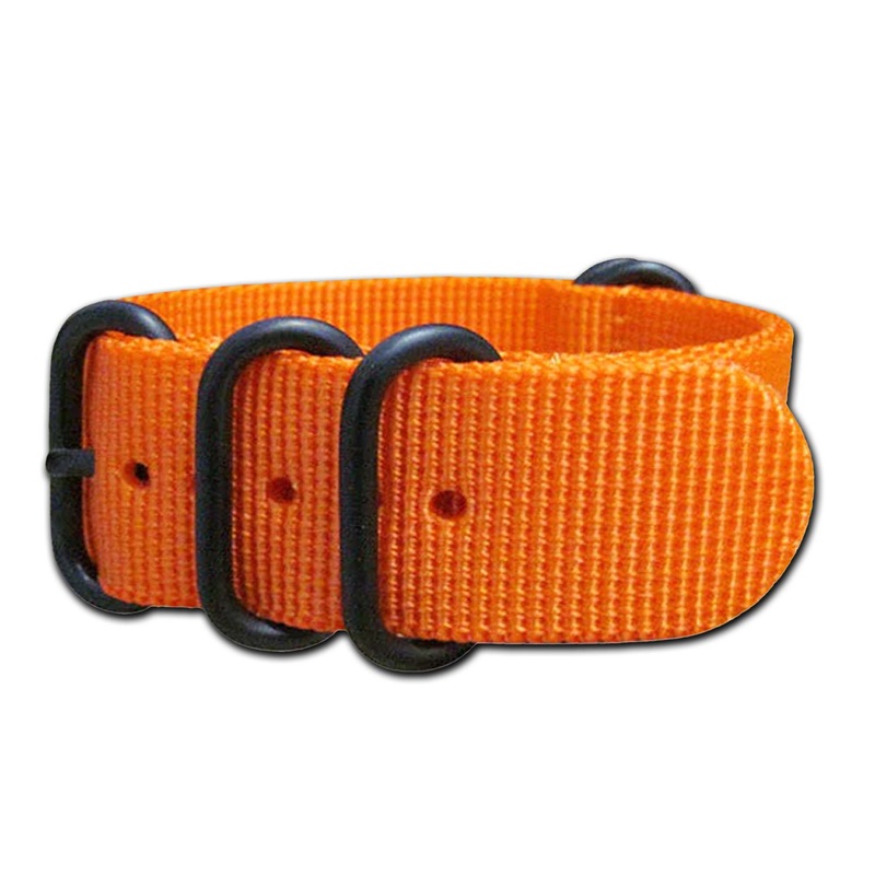 Ballistic Nylon Watch Band | 5-Ring | Orange | PVD (Black) Hardware