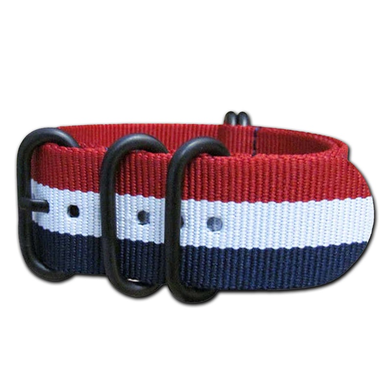 Ballistic Nylon Watch Band | 5-Ring | Patriot | PVD (Black) Hardware