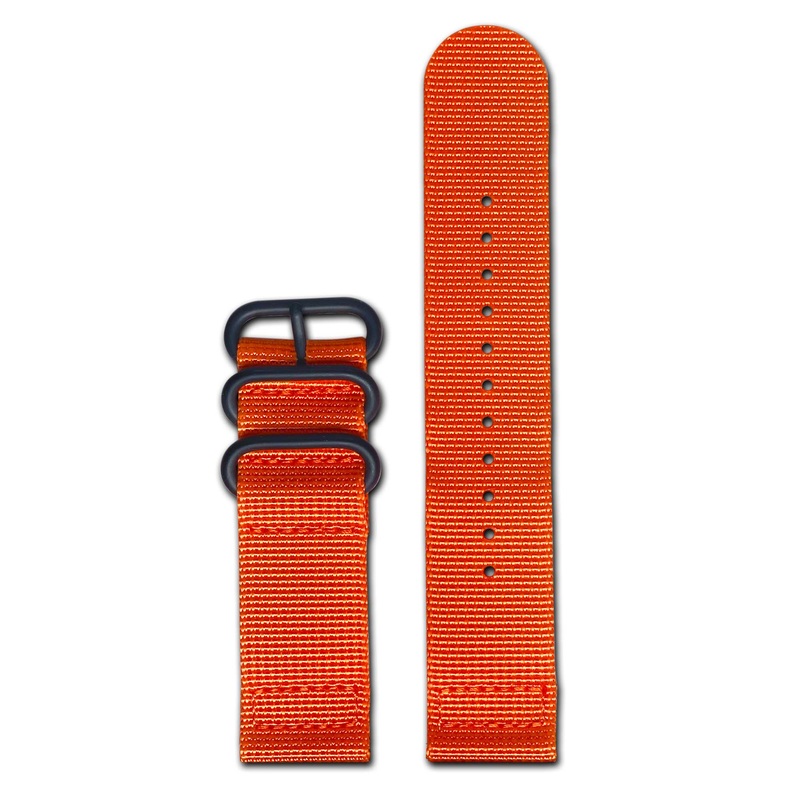 Ballistic Nylon Watch Band | Two-Piece | Orange | PVD (Black) Hardware