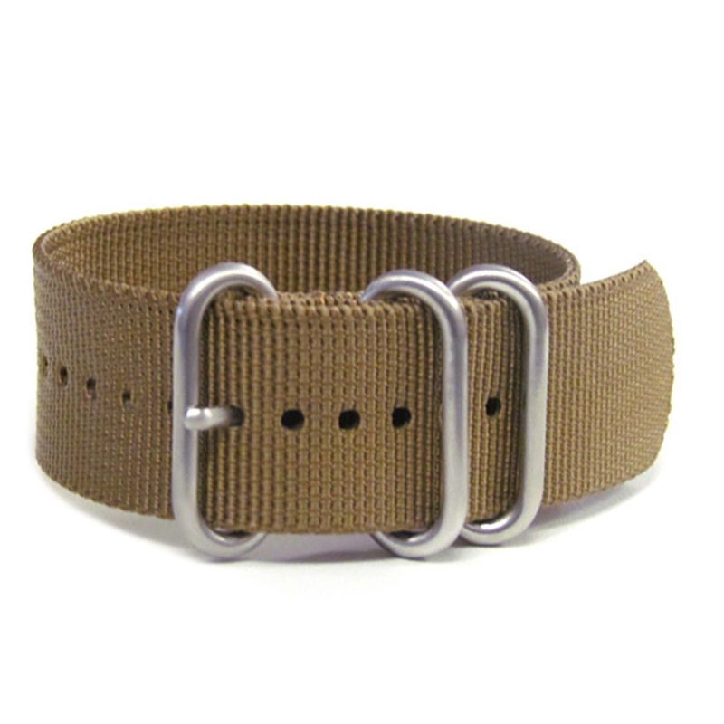 Ballistic Nylon Watch Band | 3-Ring | Sand | Brushed Hardware