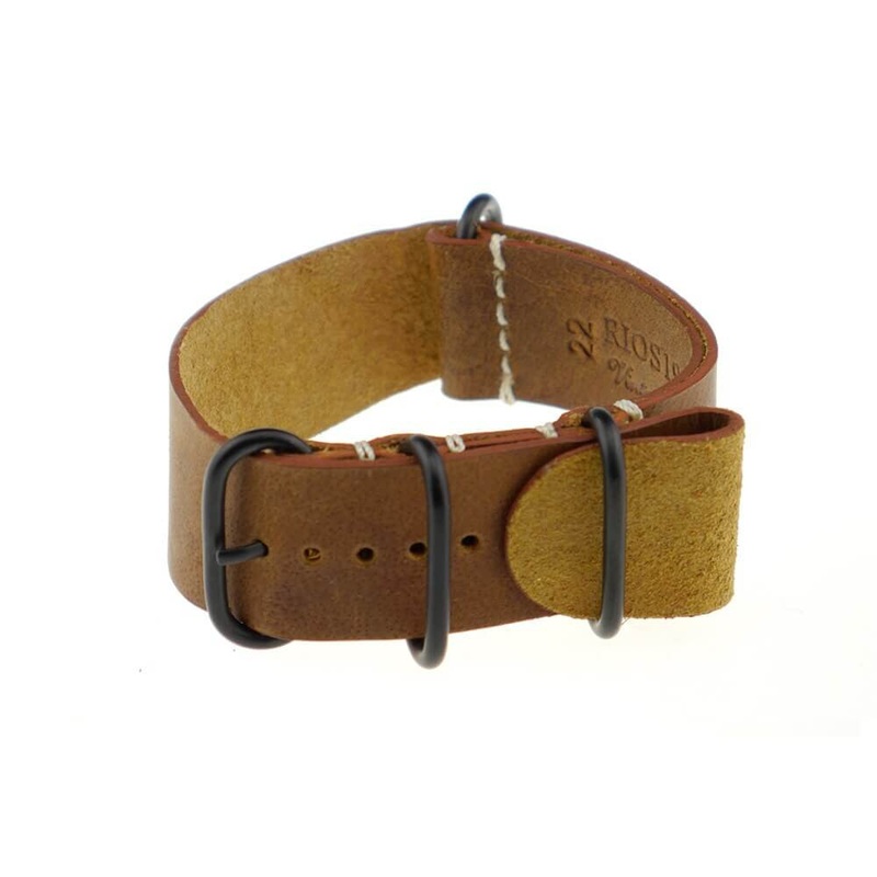 Vintage Leather Watch Band | Oslo | One-Piece | 4 PVD Rings | Cognac
