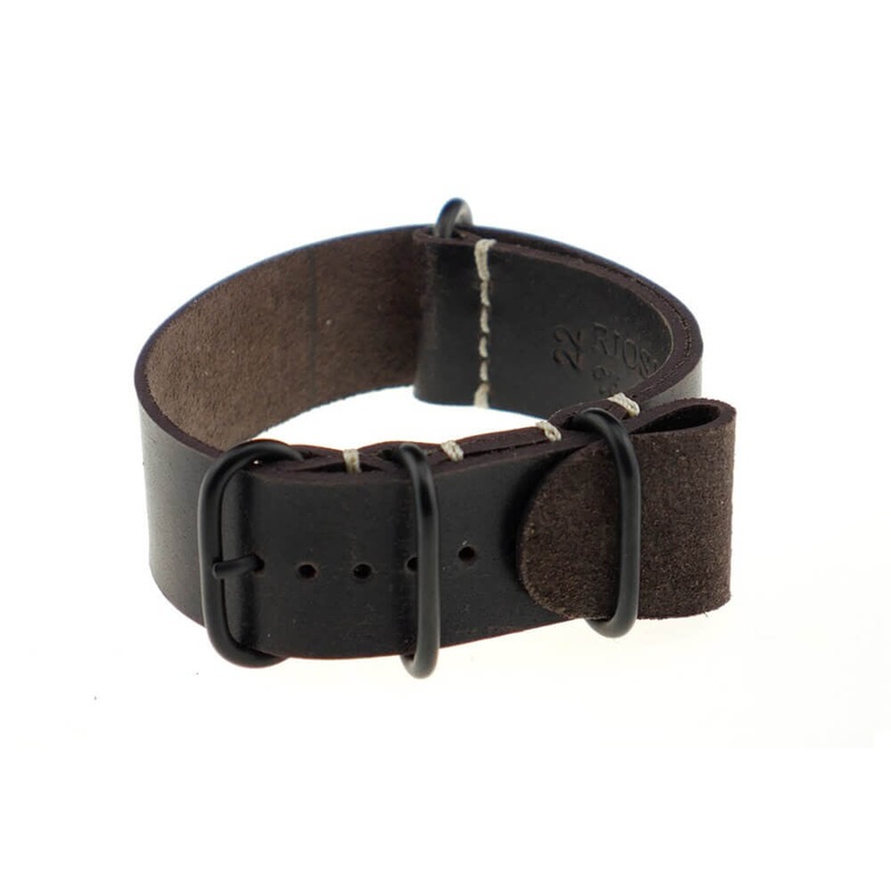 Vintage Leather Watch Band | Oslo | One-Piece | 4 PVD Rings | Mocha