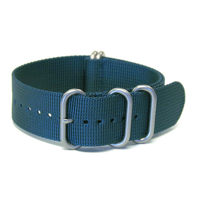 Ballistic Nylon Watch Band | 5-Ring | Ocean Blue | Brushed Hardware