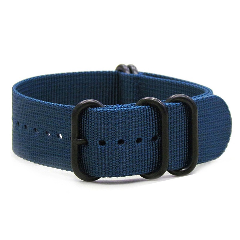Ballistic Nylon Watch Band | 5-Ring | Ocean Blue | PVD (Black) Hardware