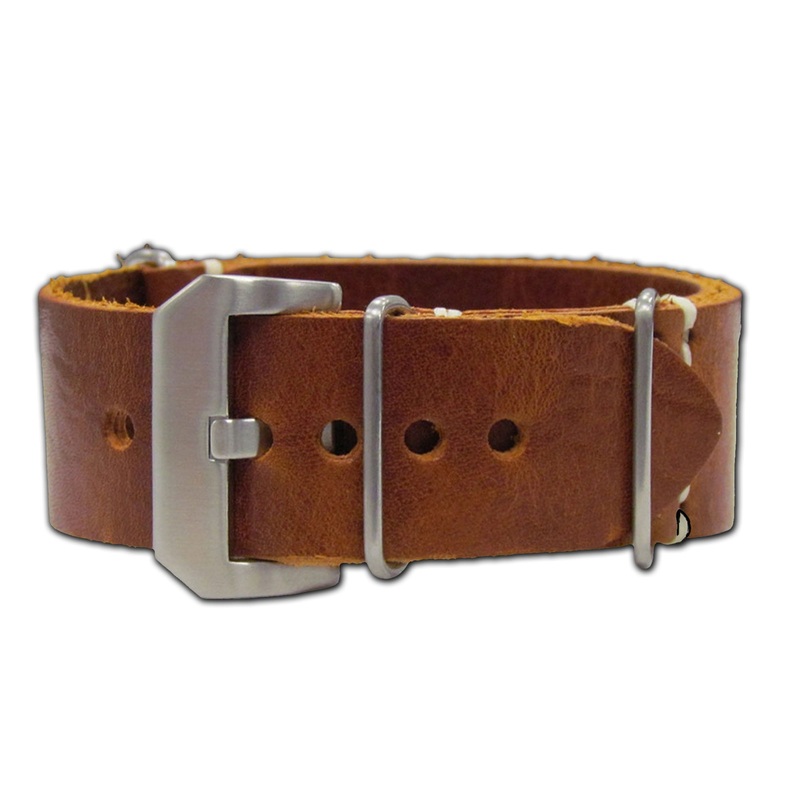 Vintage Leather Watch Band | Panerai Style | One-Piece | Red Oak (Loco Horse)