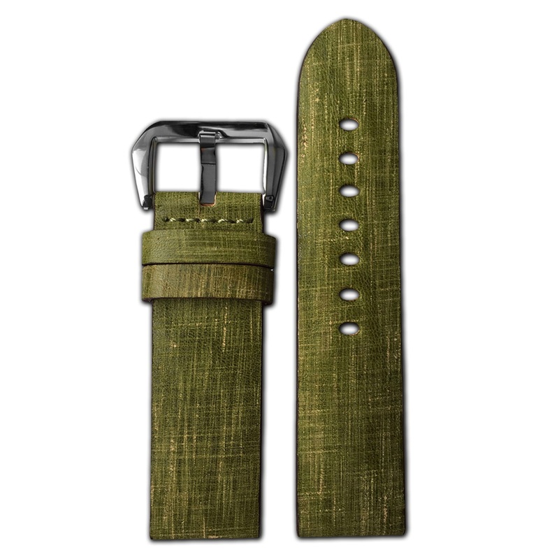 Vintage Leather Watch Band | Flat | Stitchless | Moss