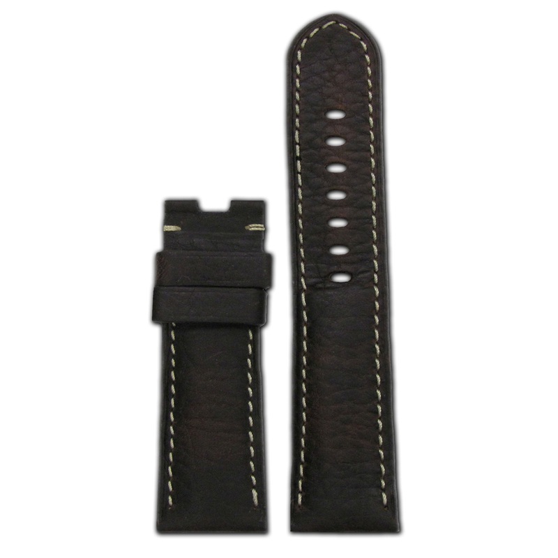 Deep Oil Vintage Leather Watch Band | Dark Brown | White Stitch | for Panerai Deploy