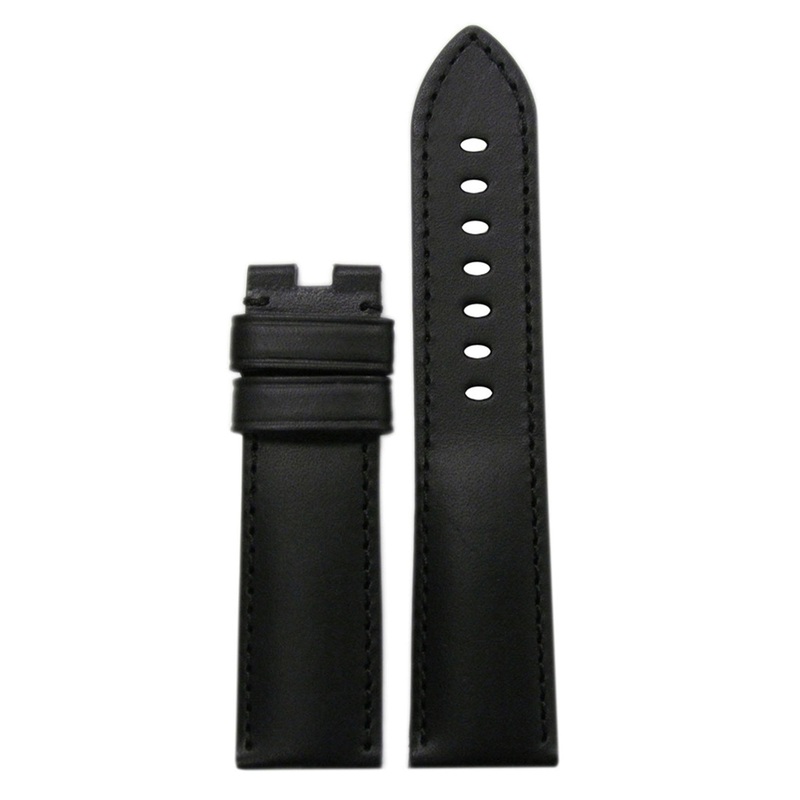 Italian Leather Watch Band | Black | Match Stitch | for Panerai Deploy