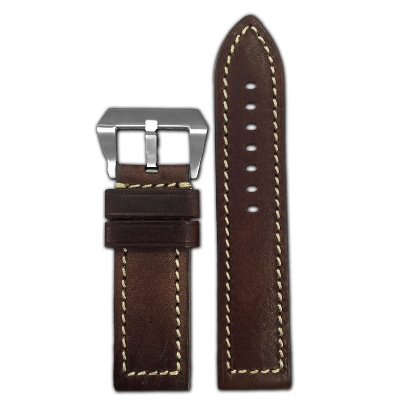 Vintage Leather “Sheriff” Watch Band | White Stitch