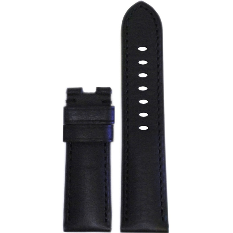 Vintage Leather Watch Band | Black HZ | Match Stitch | For Panerai Deploy