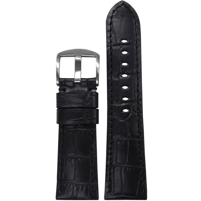 Embossed Leather Watch Band | Gator Print | Black | Match Stitch | for Panerai Radiomir