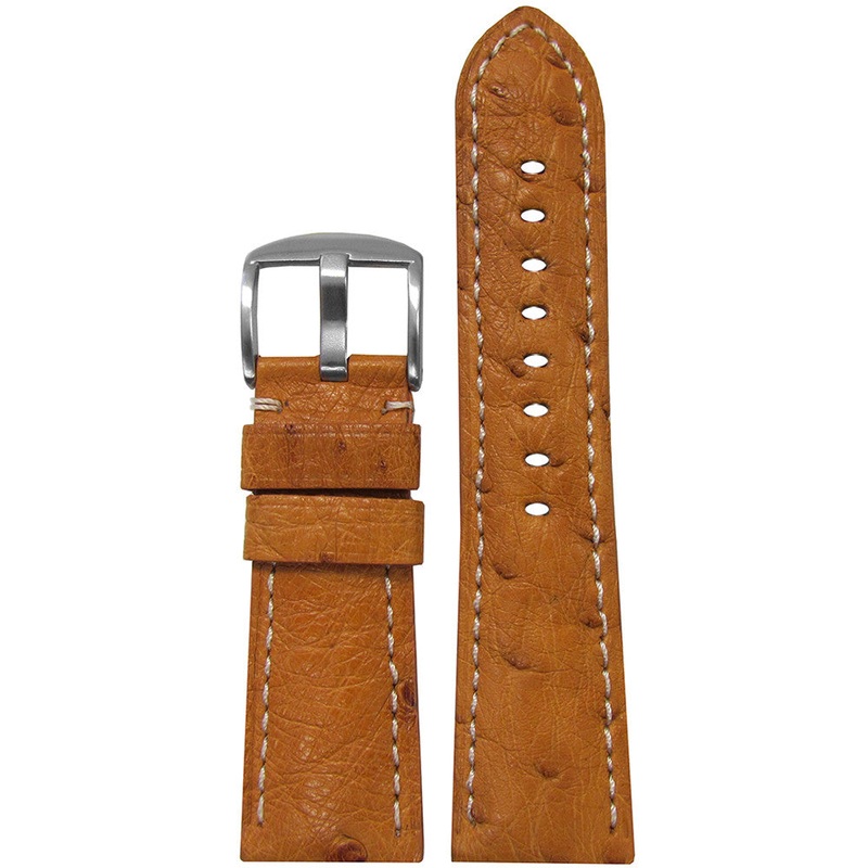 Ostrich Watch Band | Natural | White Stitch | for Panerai Radiomir