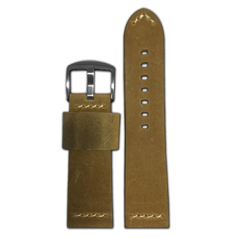 Vintage Leather Watch Band | “Desert Dweller 2” | Golden | White Stitch